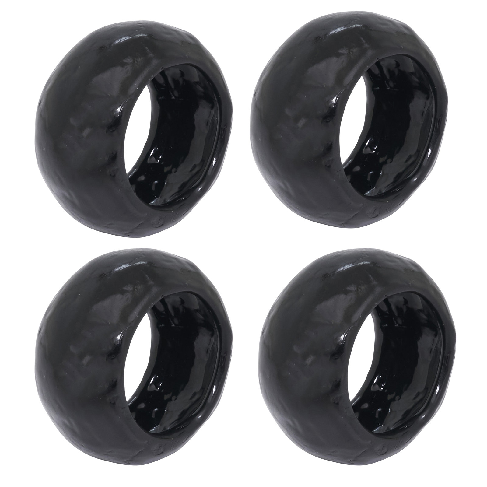 Textured Capiz Napkin Rings, Black