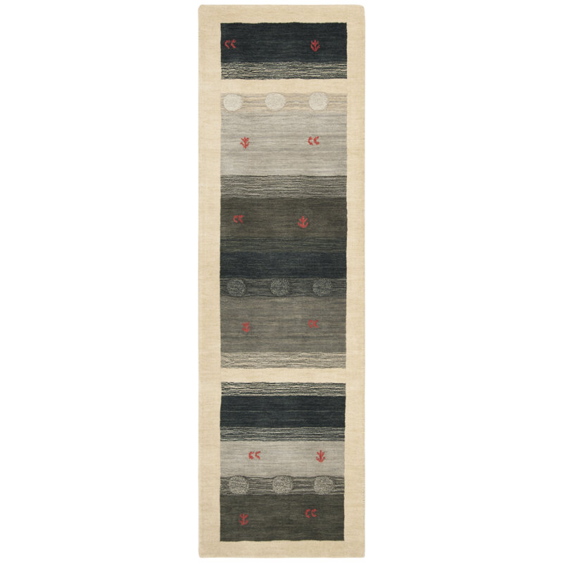 Labbe Hand Loomed Wool Striped Rug, Runner 2'3" x 8'