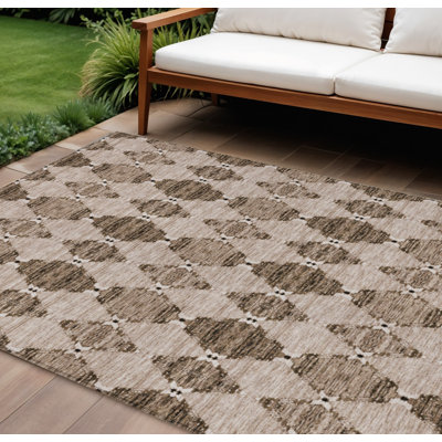 Tapis marocain d'intérieur et d'extérieur lavable brun et chocolat 8 pi x 10 pi