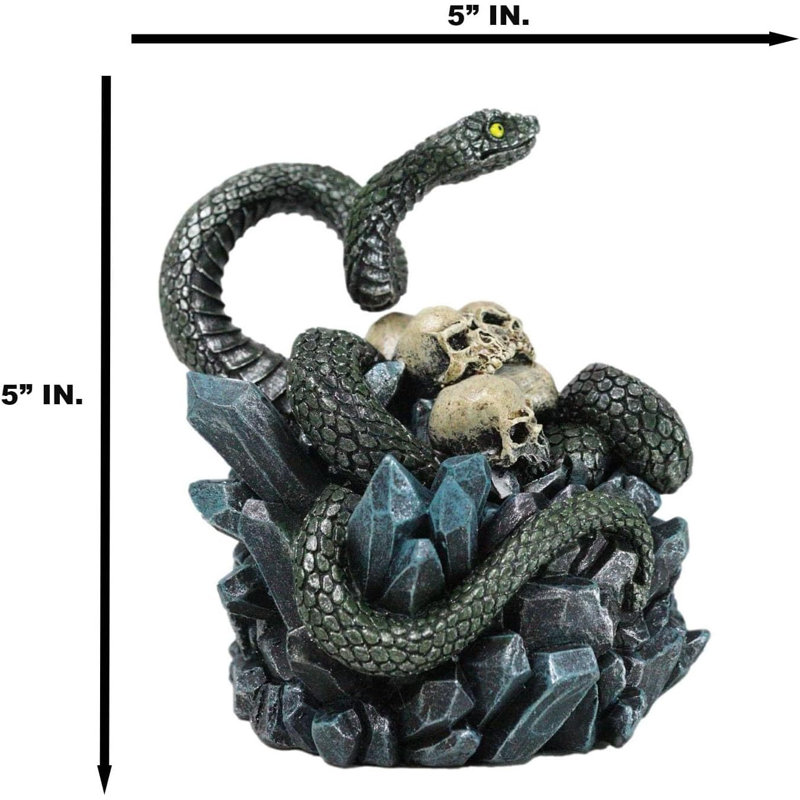 Coiled Attacking Snake On Mound Of Skulls At Crystal Rock Quarry Figurine