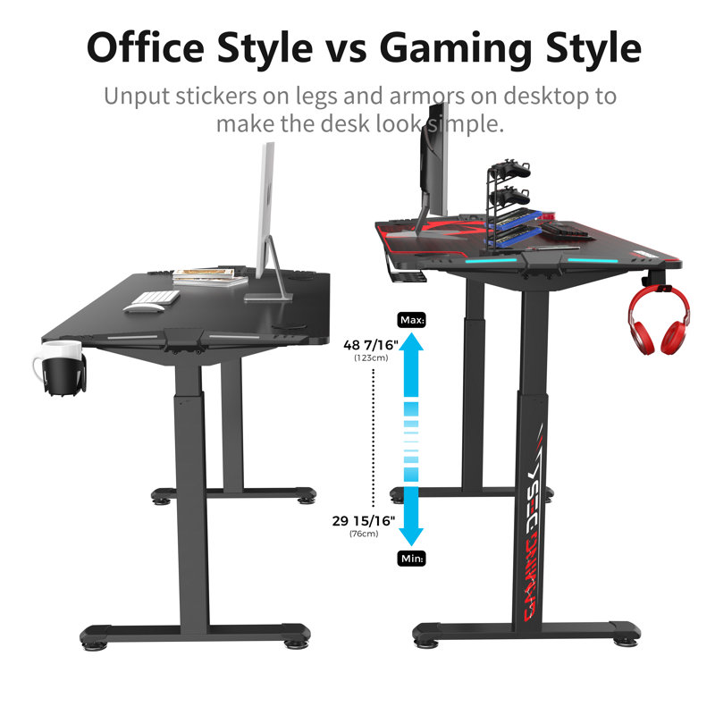 166.4cm W Height Adjustable Rectangular Computer Desk