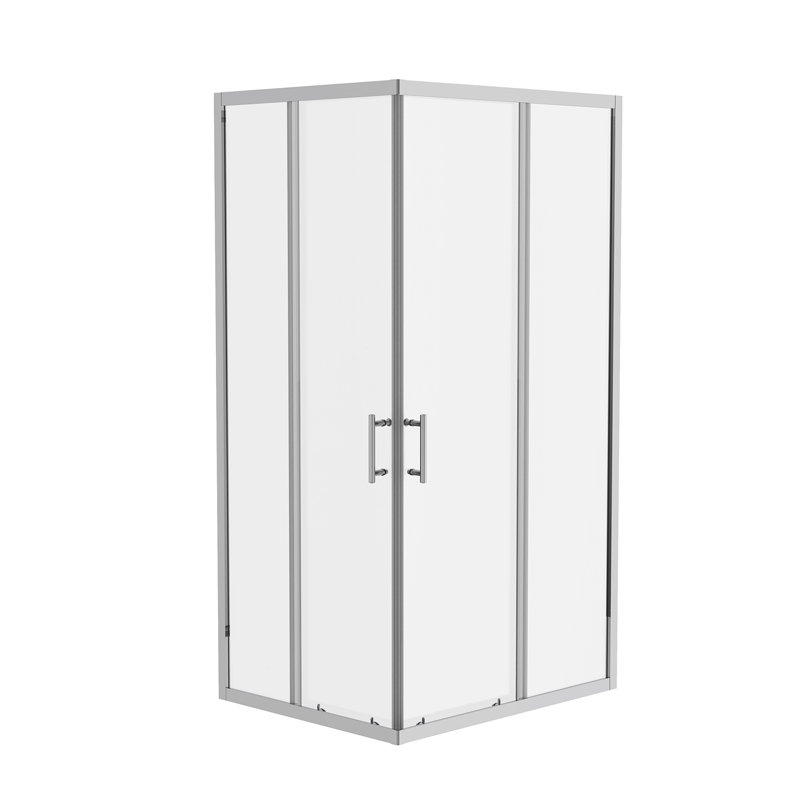 Higgs Sliding Door Slate Effect Rectangle Shower Enclosure with Tray  1900 x 1000 mm, Chrome, White