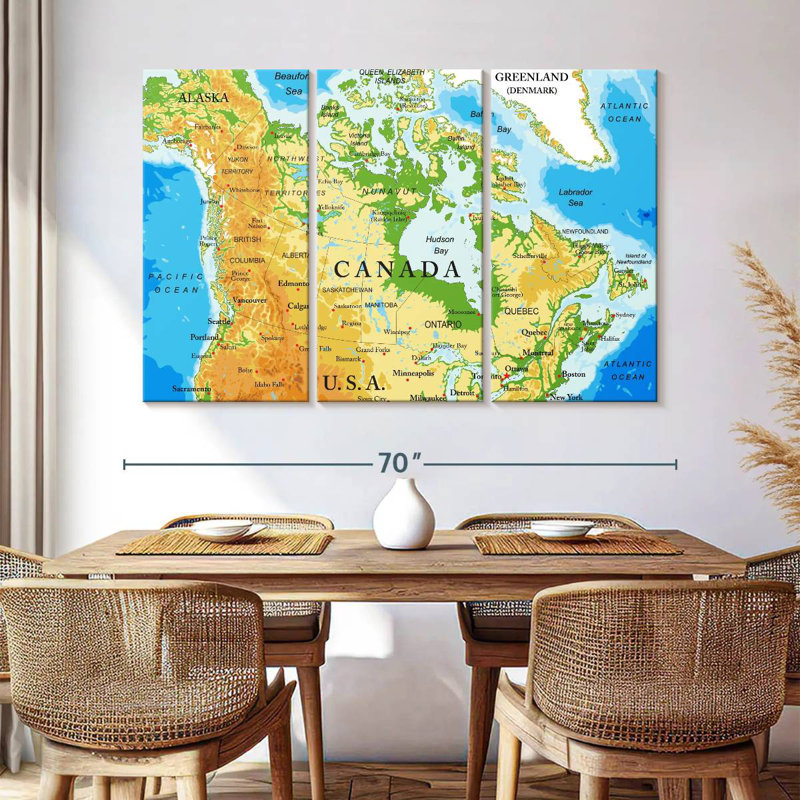Map Of Canada, 42" H x 65" W