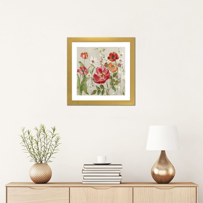 «Garden Menagerie II» par Sally Swatland - reproduction d'art, Papier encadré doré, Blanc, H 16 po x l 16 po x p 1 po