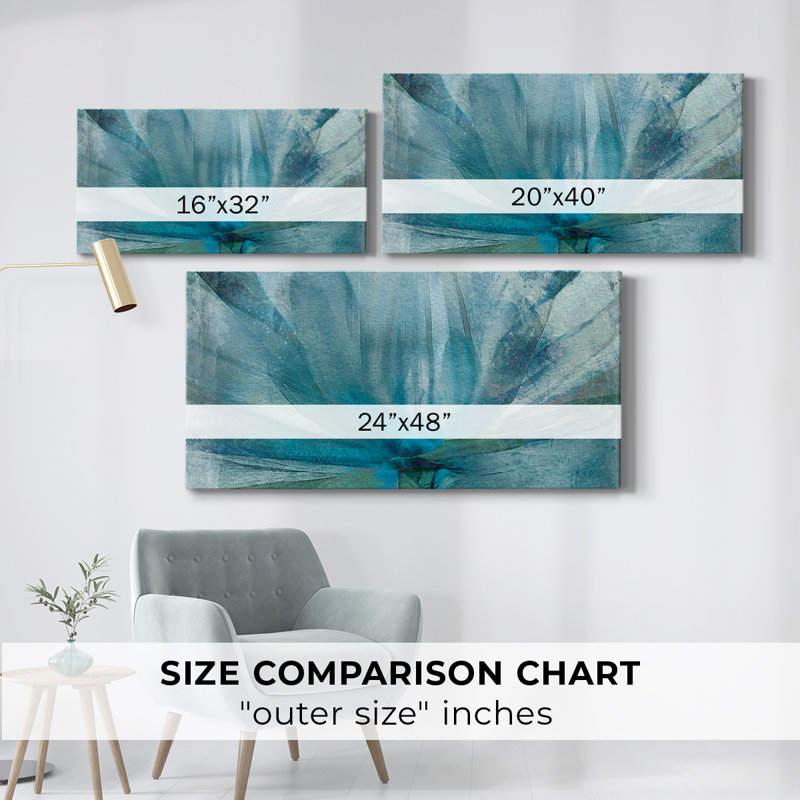 «Blue Awakening», toile tendue avec châssis tendue, prête à être accrochée, H 21 po x l 41 po, Doré