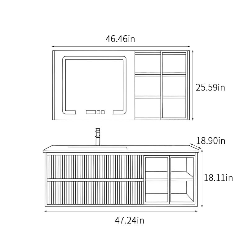 Simple multi-functional bathroom cabinet, Light Gray