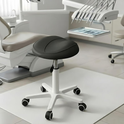 XUEGW Height Adjustable Rolling Saddle Stool for Salon Clinic Massage Home Office Application, Black