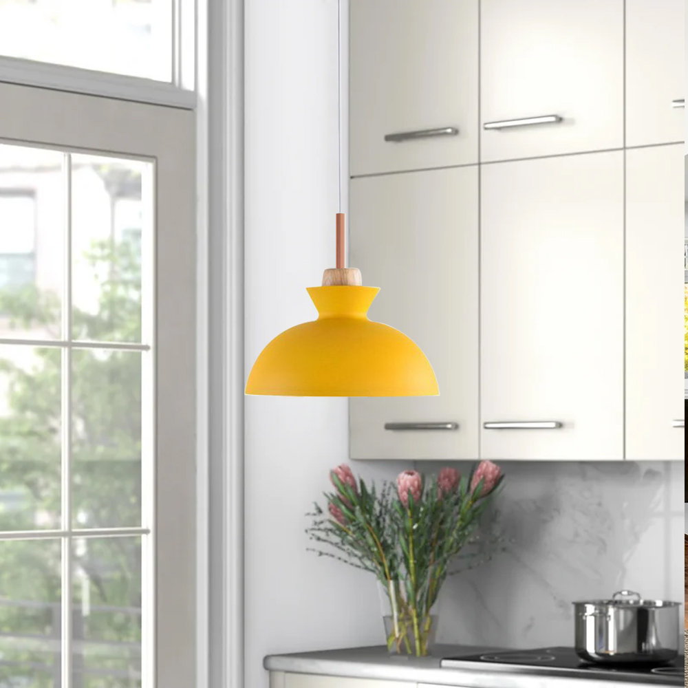 Ozma Dimmable Dome Single Light Pendant, Yellow