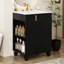 Meuble-lavabo 24 po avec finition peinte en noir, lavabo en céramique, armoire à fermeture douce et compartiments de rangement multifonctionnels, cadre en bois massif de 24 po, porte, lavabo lisse sous le comptoir