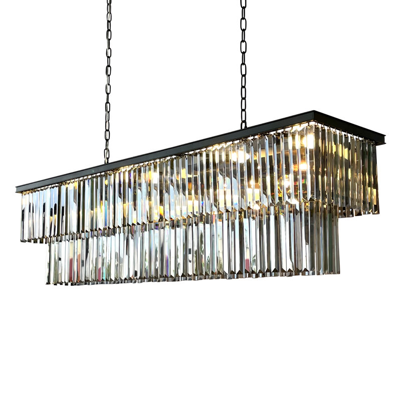Lustre 20 lumières en cristal transparent D’angelo, Noir, Fumée