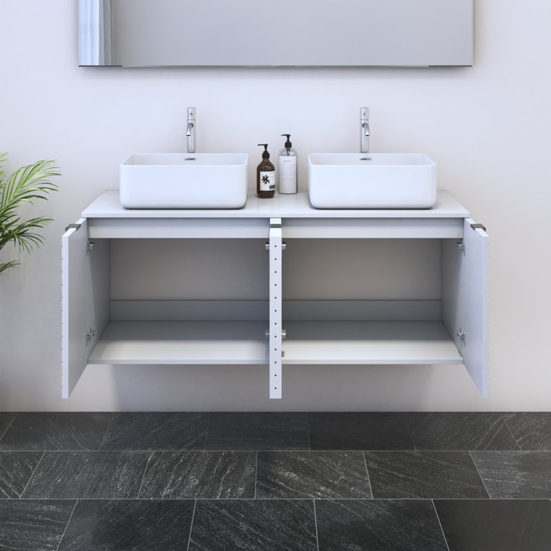 Meuble-lavabo double 47,2 po avec comptoir Karaya, Blanc