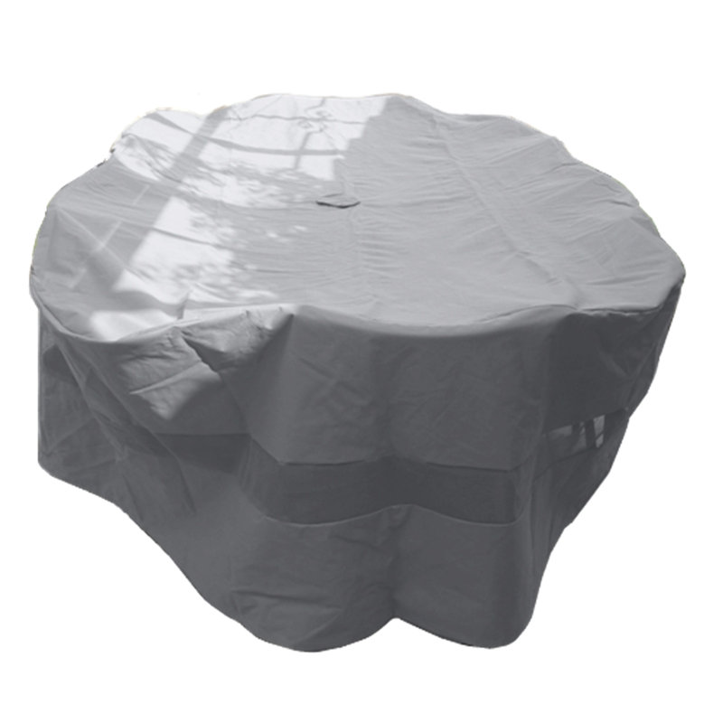 Housse pour ensemble de salle à manger pour terrasse rectangulaire/ovale résistante à l’eau premium, Gris réserve