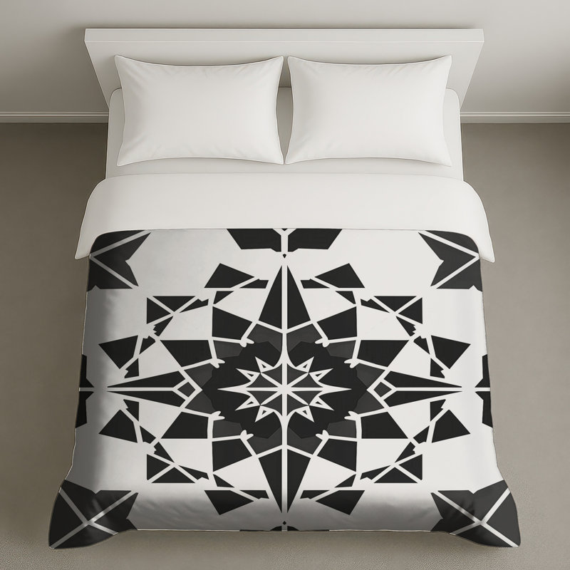 Housses de couette noir et blanc kaléidoscope, Lit simple