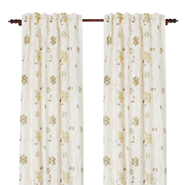 Coppock 100% Linen Semi Sheer Curtain Single Panel, 50" W x 108" L, Charlotte Blue