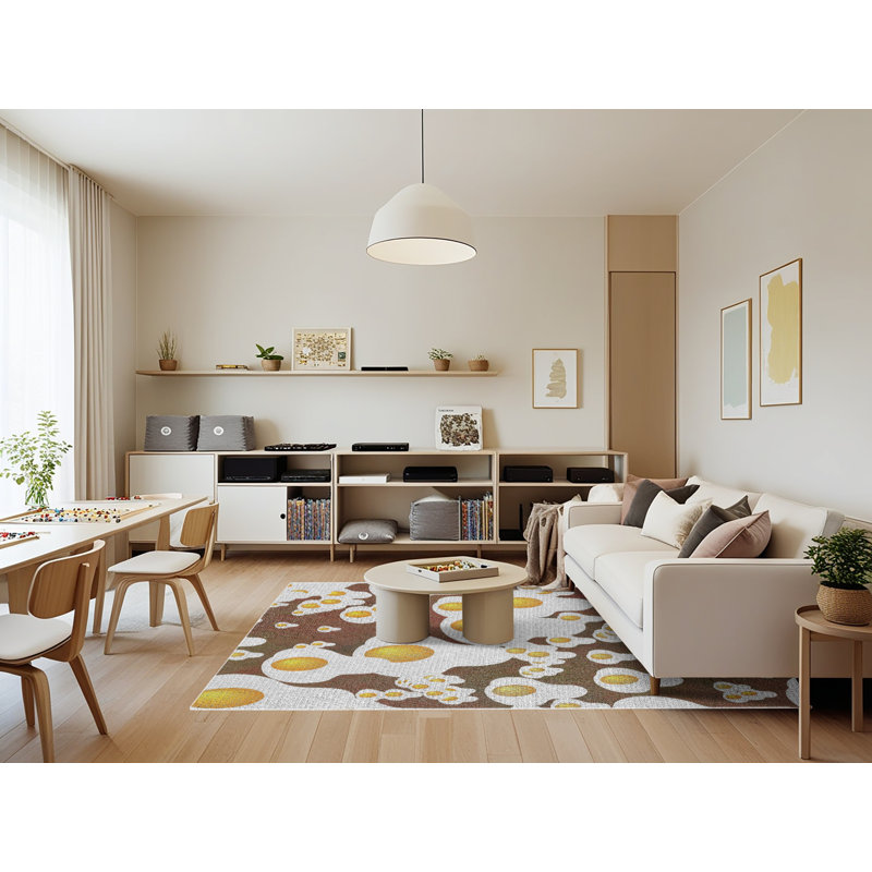 Brun Dagny/Tapis décoratif grise, Rectangle 7 pi x 9 pi