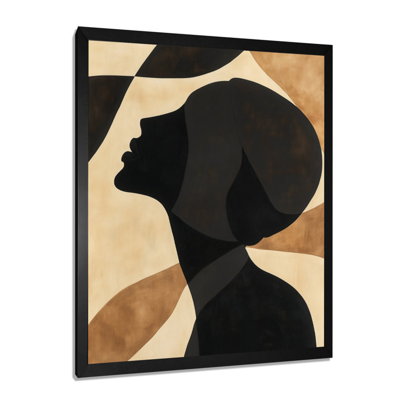 Abstraction de profil doré - Décoration murale encadrée de femme, H 20 po x l 12 po, Cadre photo noir