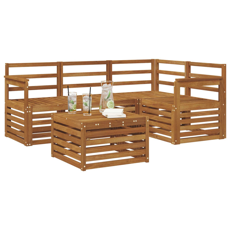 Vidaxl Outdoor Sofa Set 5 Pcs Solid Acacia Wood Garden Furniture Patio Seating