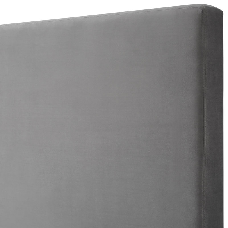 Lit plateforme moderne en velours pour chambre Inza, Grand, Gris