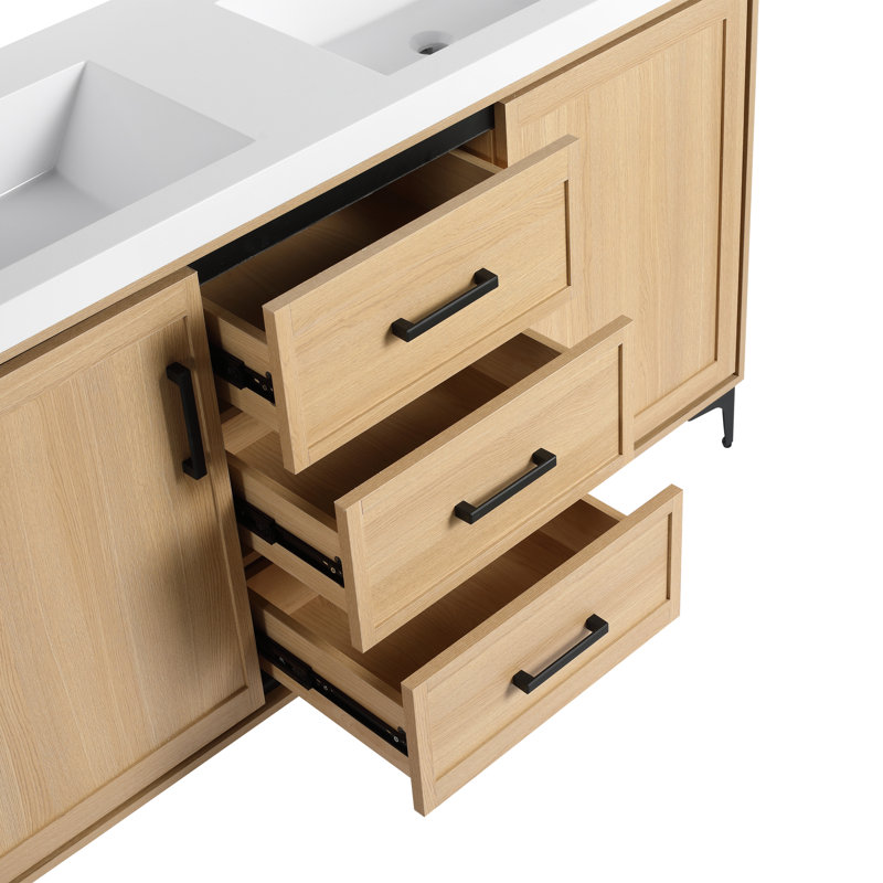 Meuble-lavabo double 60 po avec plateau en résine
