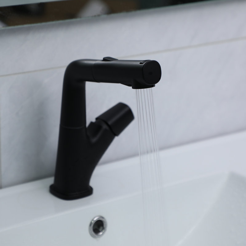 Dual-Mode Pull-Down Bathroom Faucet with Upward-Flow Spout, Matte Black