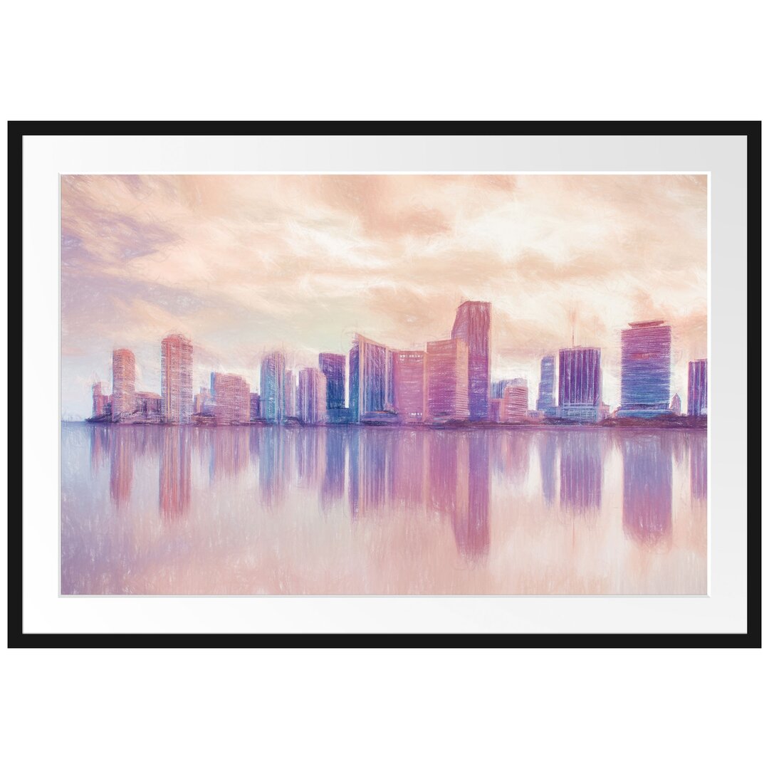 Gerahmtes Poster Miami Florida Skyline