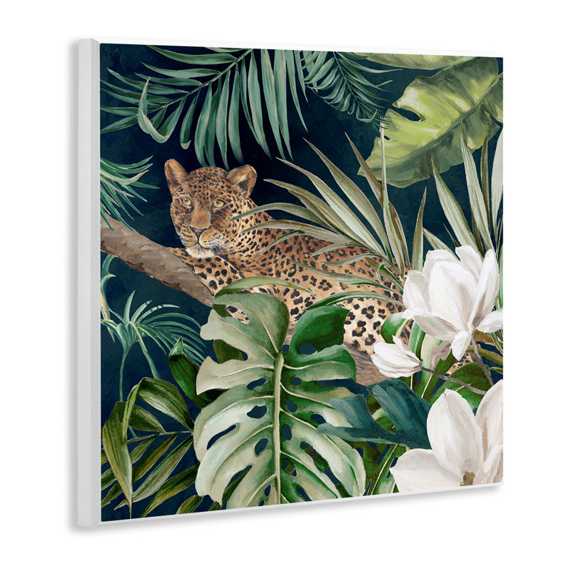 Tropical Jungle Leopard Wall Plaque Art by Eli Jones