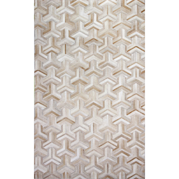 Tapis En Cuir De Vache Naturel | Patchwork Cousu Main | Motif Chevron Noir Et Blanc | 150x210 Cm | Fabriqué En Inde