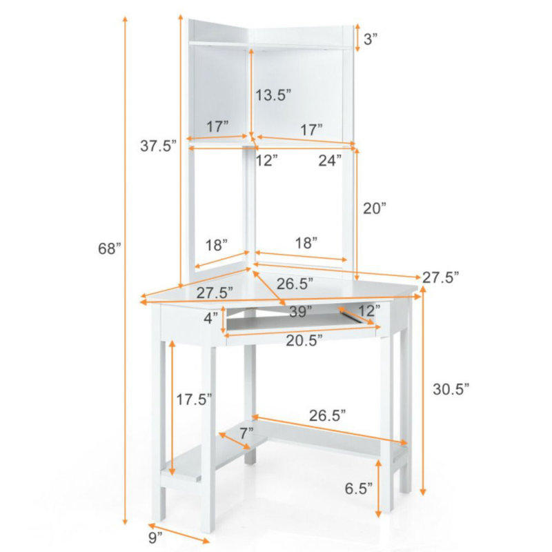 Bureau d'angle, Blanc