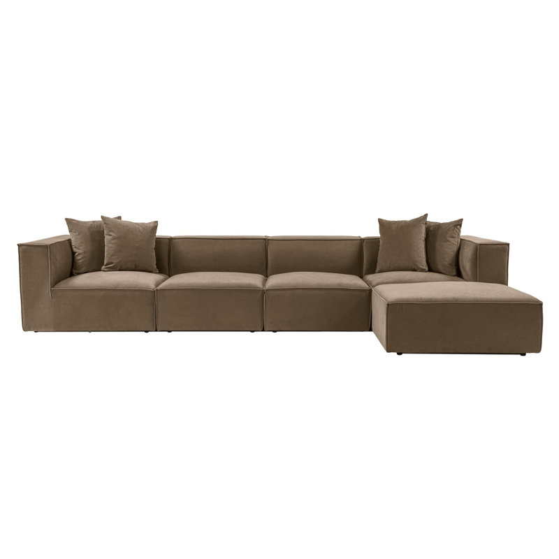 Canapé d’angle, H 25,6 po x l 137,8 po x P 74,8 po, Lin brun