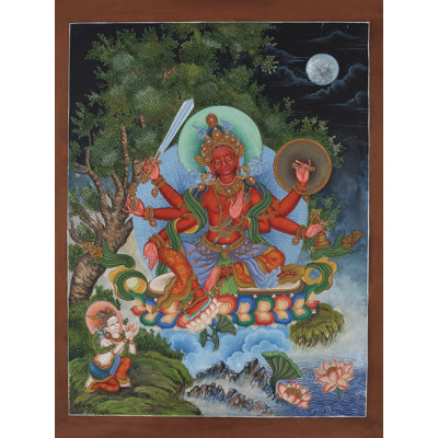 Déesse rouge à six bras Newari Tara (Thangka sans brocart)