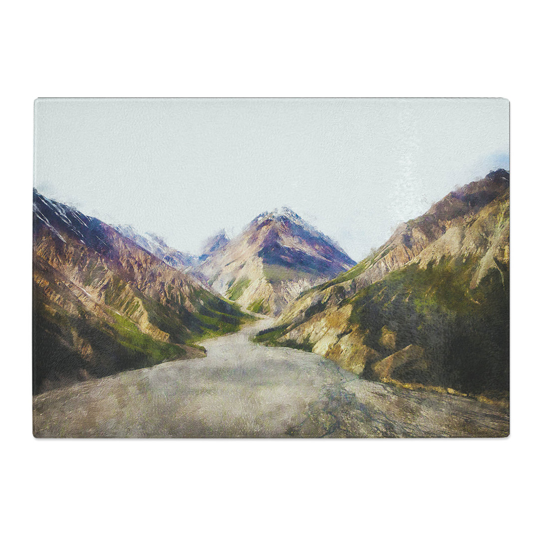 Tempered Glass Path Through the Mountains Chopping Board