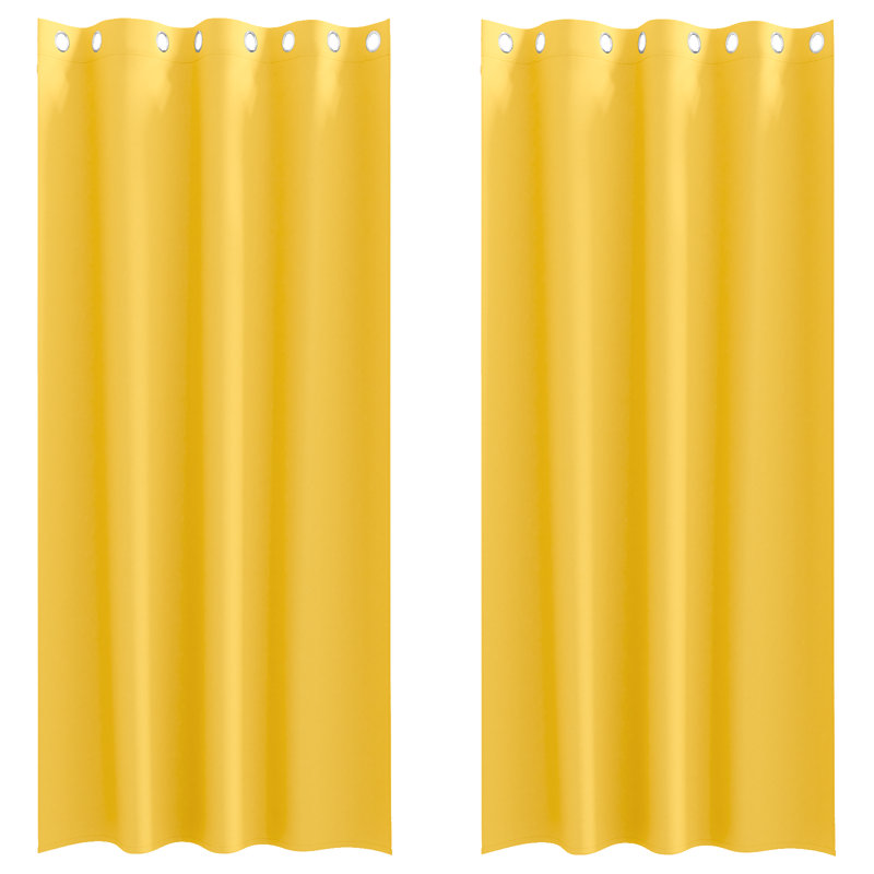 Tacorian Curtain Pair, 140cm Width x 260cm Drop, Mustard Yellow