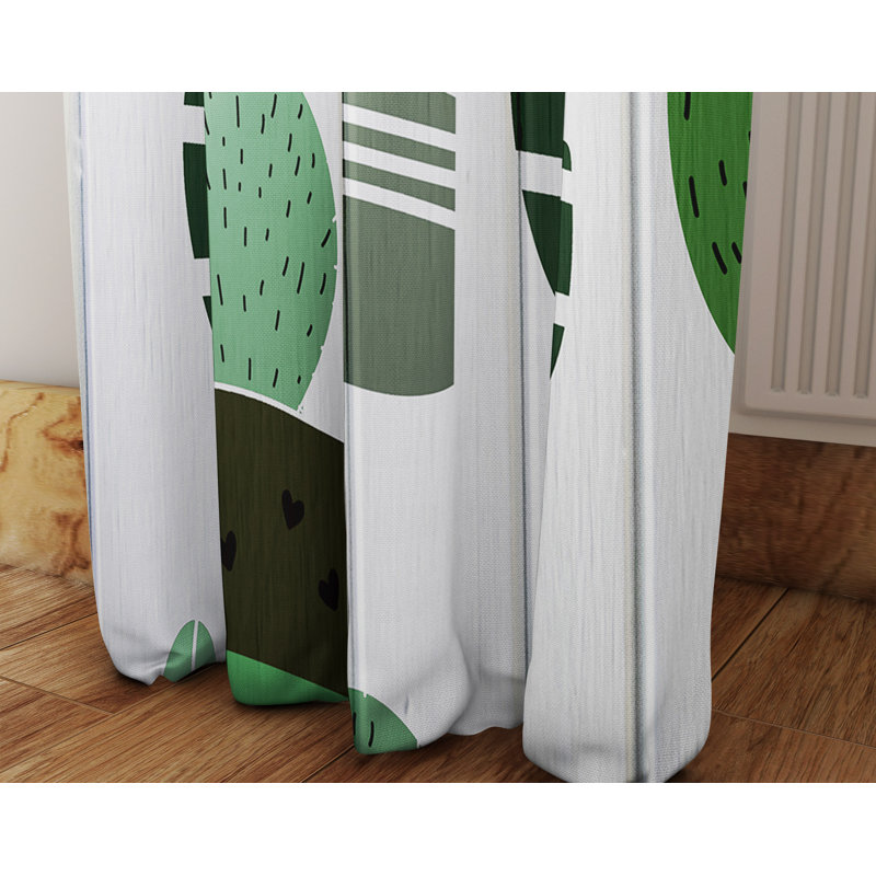 Panneaux de rideaux à motif floral cactus fantaisiste sur bois, L 40 po x L 82 po