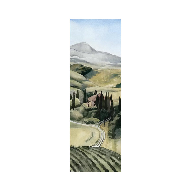 Watercolor Tuscany I by Grace Popp - Wrapped Canvas Panoramic Painting, 30.48 cm H x 91.44 cm W x 1.91 cm D