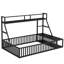 Lit de plancher pleine grandeur en métal pour jeunes avec clôture, bureau et rangement, noir-1218126393-1218126392
