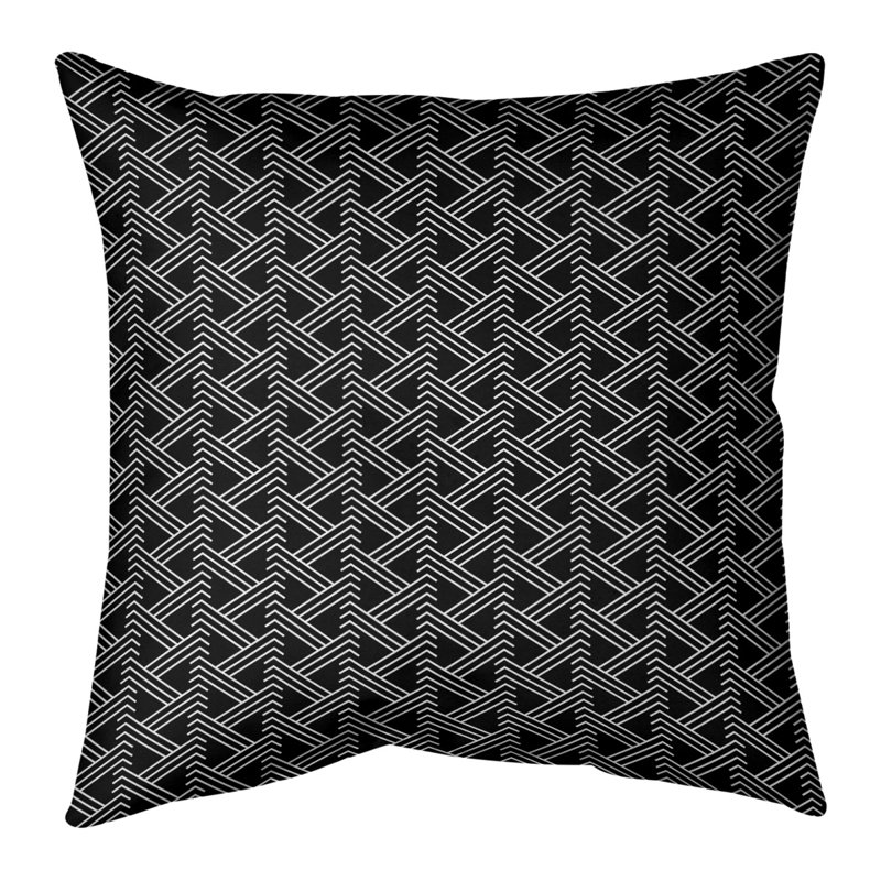 Coussin décoratif à motif zig zag classique, H 18 po x l 18 po, Duvet synthétique, Noir clair