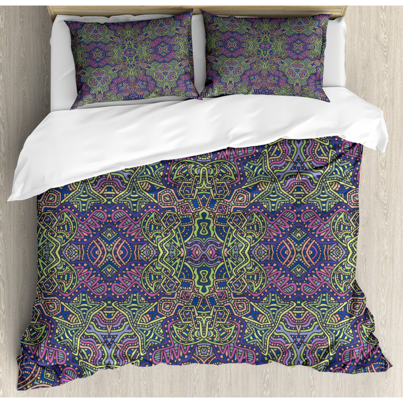 Traditional Polyester Abstract Duvet Cover, Queen Duvet Cover + 2 Pillow Sham