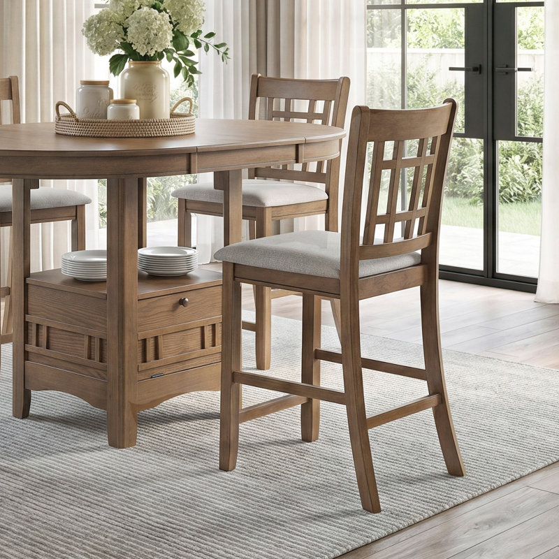 Ensemble de salle à manger 5 pièces à hauteur de comptoir extensible avec chaises rembourrées et base de rangement, 5