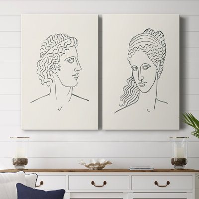 Greek Busts I-Premium Gallery Wrapped Canvas -Ready to Hang