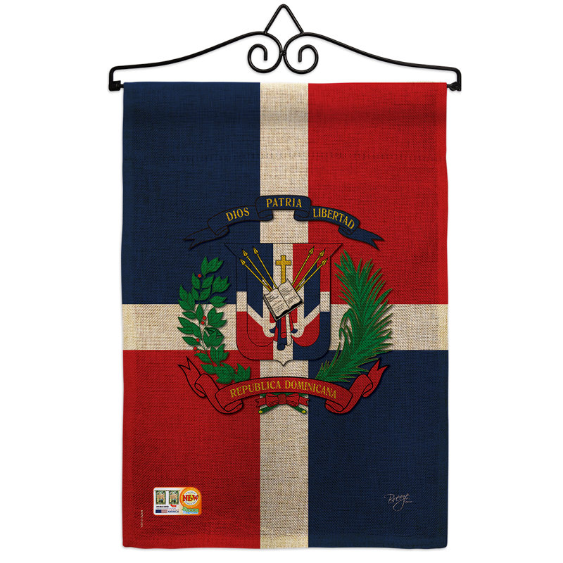 En toile jute de la république dominicaine du monde à 2 côtés 19 x 13 po drapeau de jardin