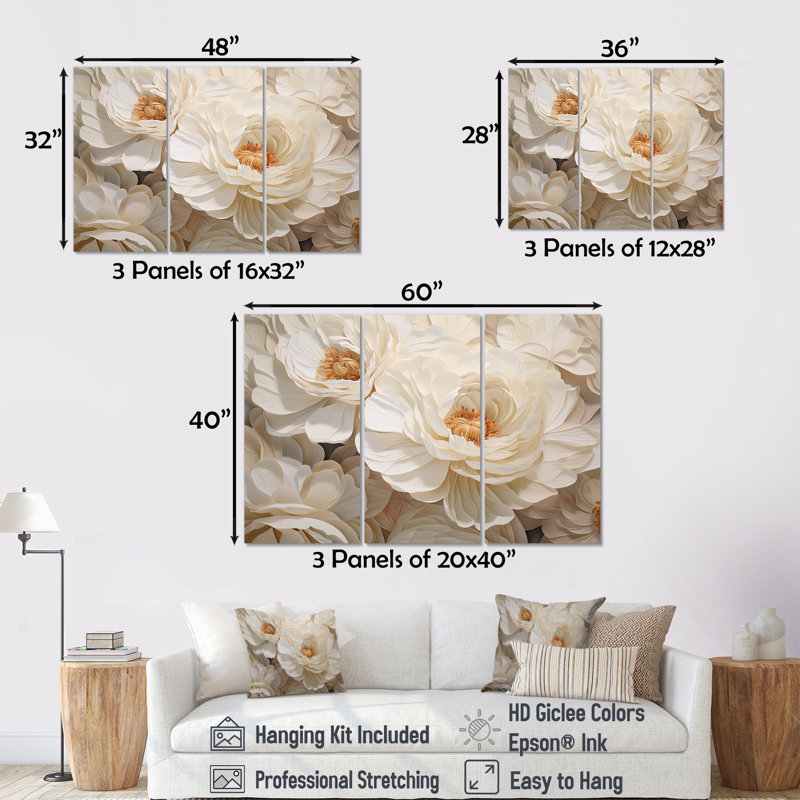 «Ranunculus Radiance Treasure - Ranunculus», ensemble de reproductions d'art mural, Toile tendue, H 28 po x l 36 po x P 1 po