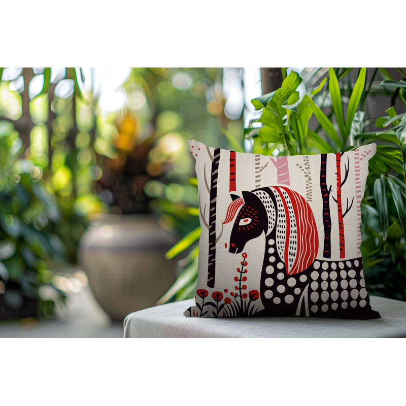 Coussin carré intérieur / extérieur noko, Rouge, Carré 19 po