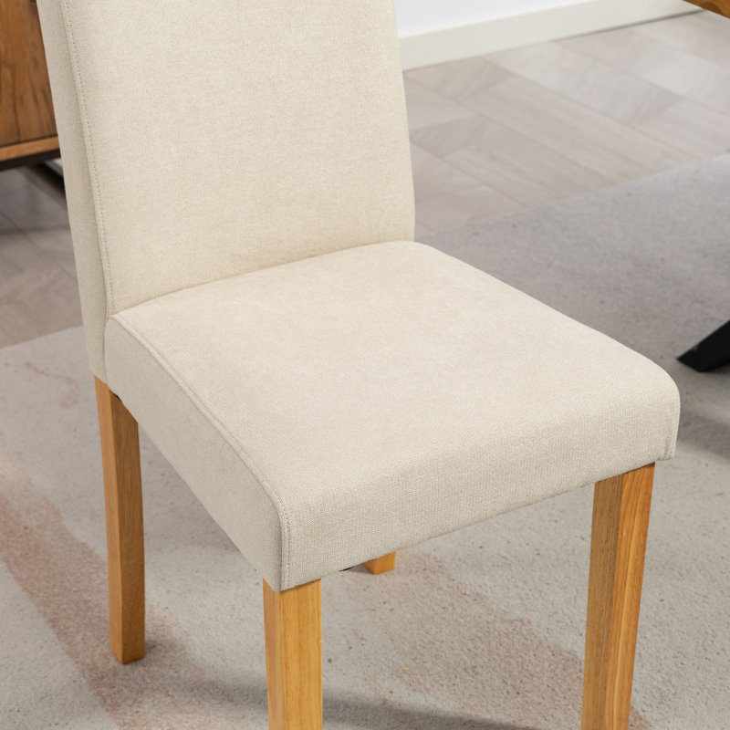 47.5cm H Polyester Upholstered Upholstered Back Parsons Chair, Beige