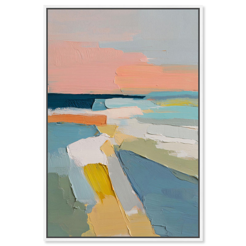 Grande décoration murale Pastel Fields III par Art Remedy, cadre blanc, 24 x 36, H 37 po x l 25 po, Cadre blanc