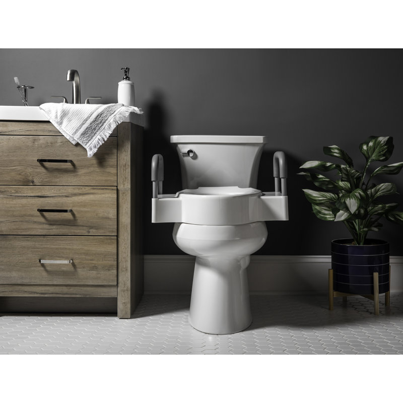 Rise 4.5" Raised Toilet Seat with Handles, Secure Riser for Seniors, Fits Round and Elongated