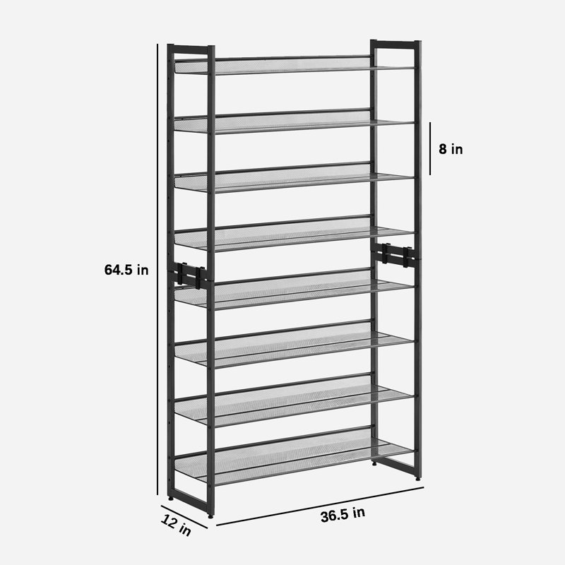 32 Pair Stackable Shoe Rack, Black