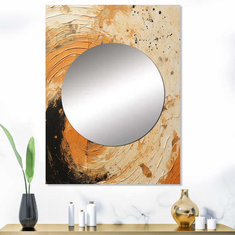 Emils, Radiant Revolve, spirale orange moderne - miroir spirales abstraites, miroir mural orange unique, 40 po x 30 po