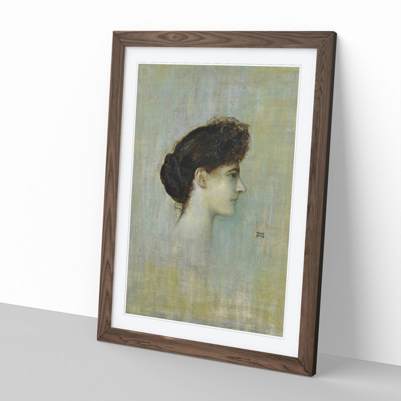 Portrait of a Woman by Franz Von Stuck - Picture Frame Painting, 36cm H x 27cm W x 2cm D, Walnut Framed