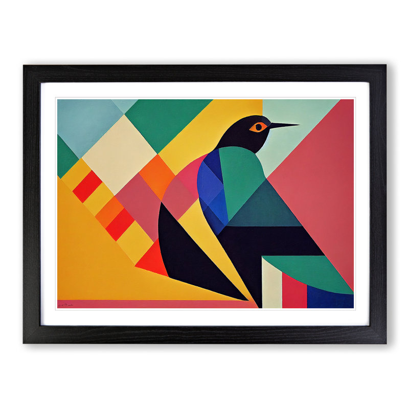 Riveting Abstract Bird - Single Picture Frame Print, Black Framed, 34cm H x 46cm W x 2cm D