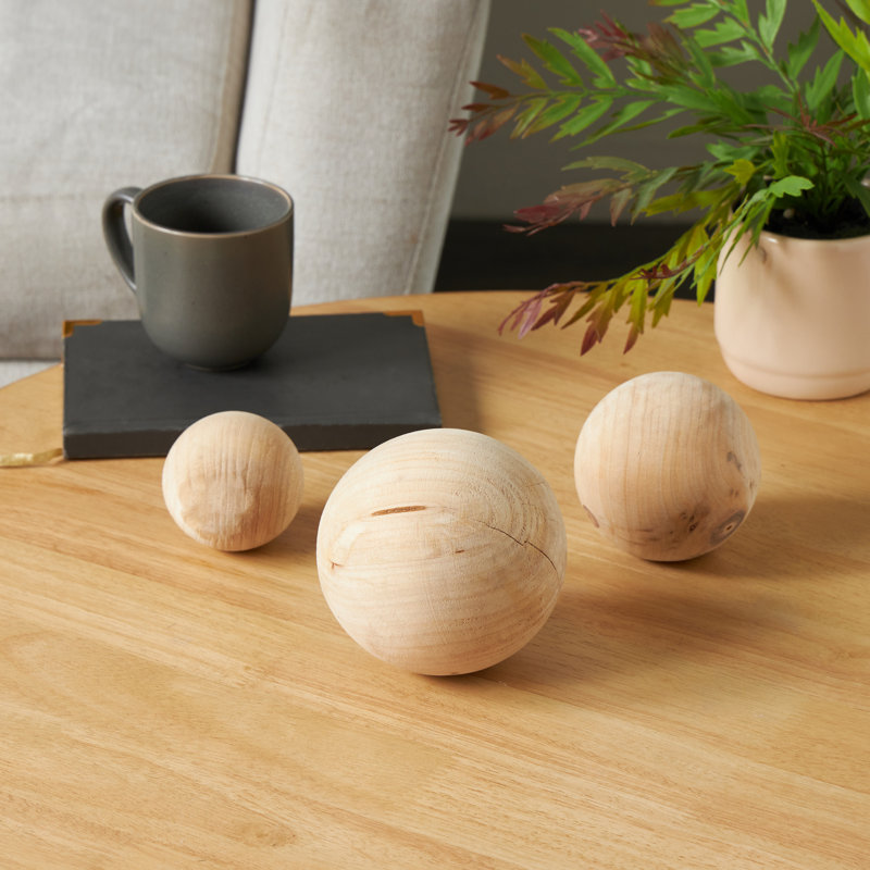 Cole And Grey Wood Handmade Decorative Ball Orbs & Vase Filler With Varying Sizes